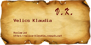 Velics Klaudia névjegykártya